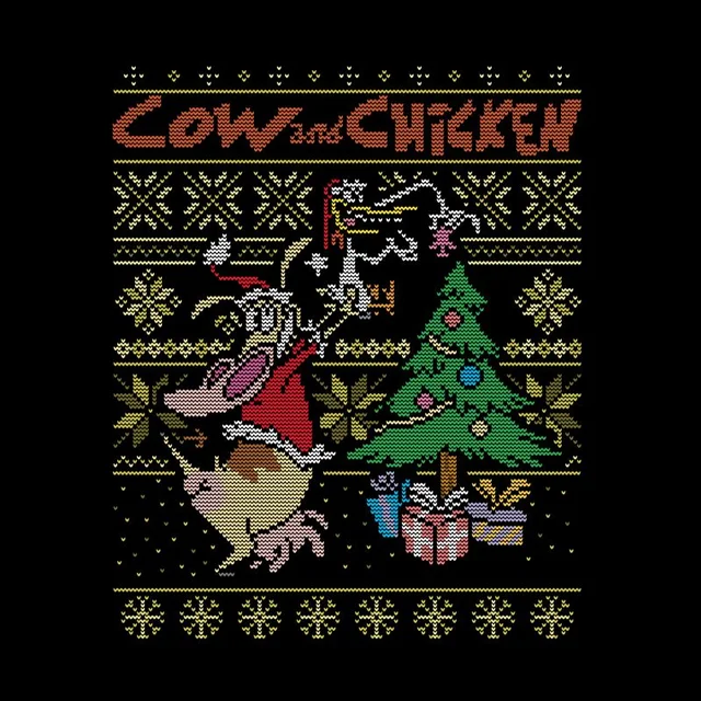 Cow and Chicken Cow And Chicken Kerstmis T-Shirt - Zwart