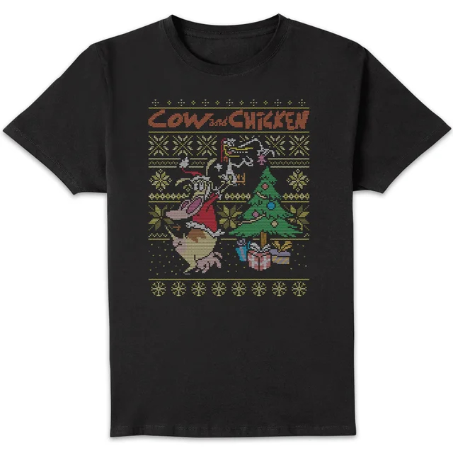 Cow and Chicken Cow And Chicken Kerstmis T-Shirt - Zwart