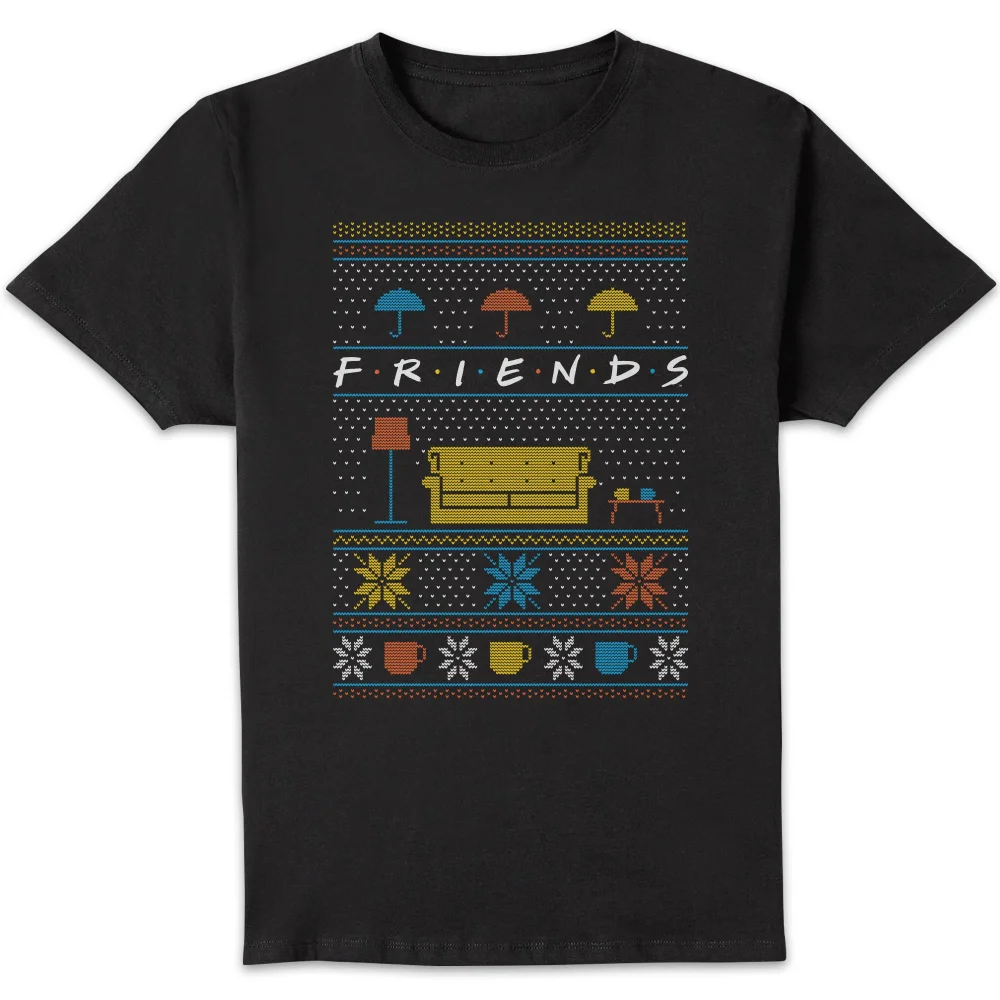 Friends Sofa Knit Christmas t-shirt - Zwart - S Afbeelding 1