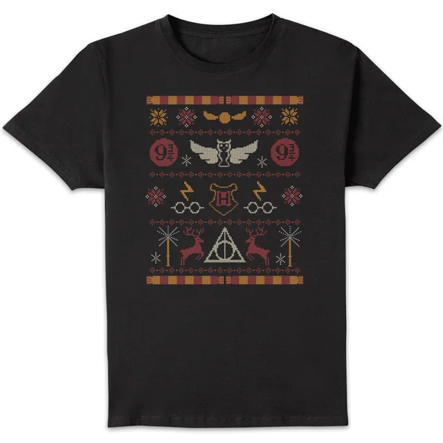 Harry Potter Knit kerst t-shirt - Zwart