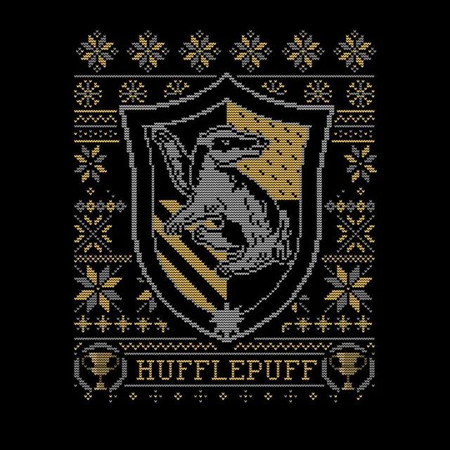 Harry Potter Hufflepuff Crest kerst t-shirt - Zwart