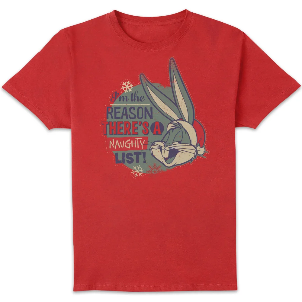 Looney Tunes I'm The Reason There Is A Naughty List Men's Christmas T-Shirt - Red - S Afbeelding 1