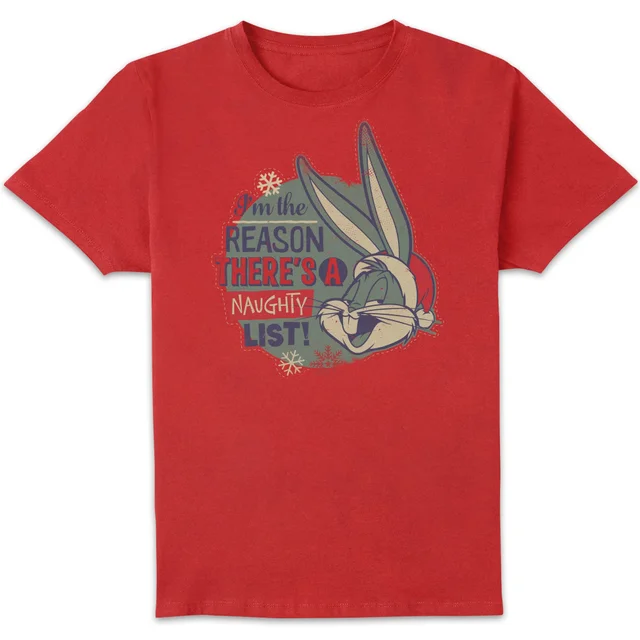 Looney Tunes I'm The Reason There Is A Naughty List Men's Christmas T-Shirt - Red