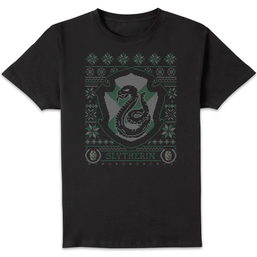 Harry Potter Slytherin Crest kerst t-shirt - Zwart - S Afbeelding 1