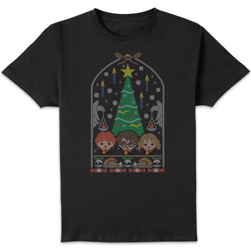 Harry Potter Hogwarts Tree kerst t-shirt - Zwart - S Afbeelding 1
