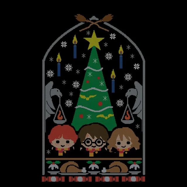 Harry Potter Hogwarts Tree kerst t-shirt - Zwart