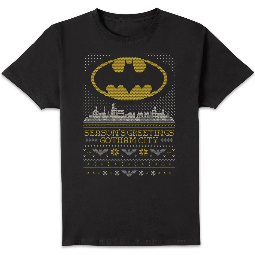 DC Seasons Greetings From Gotham Men's Christmas T-Shirt - Black - S Afbeelding 1