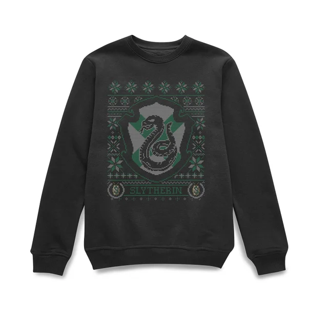 Harry Potter Slytherin Crest kersttrui - Zwart
