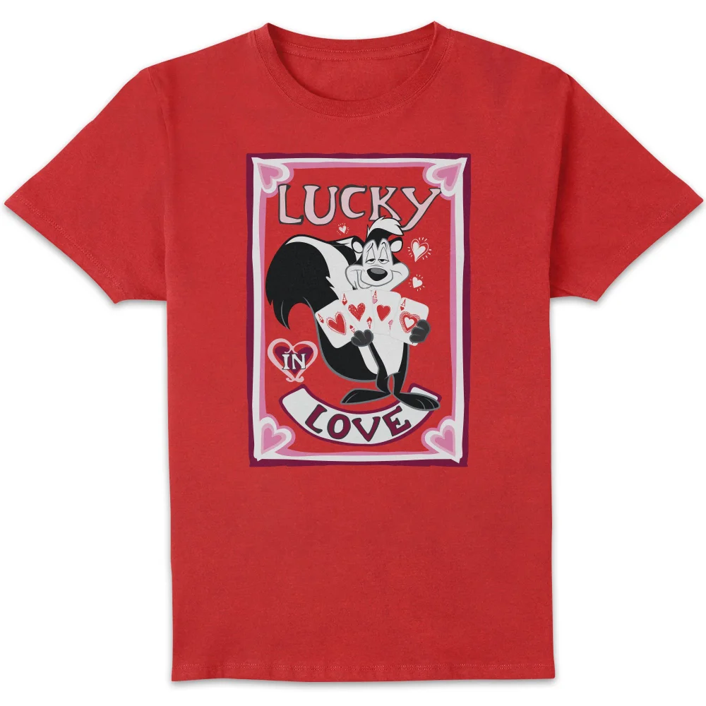 Looney Tunes Lucky In Love Pepe Le Pew Men's T-Shirt - Red - S Afbeelding 1