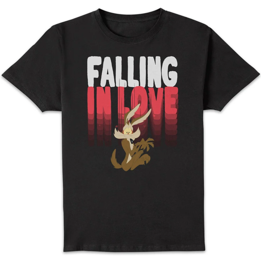 Looney Tunes Falling In Love Wile E. Coyote Men's T-Shirt - Black - S Afbeelding 1