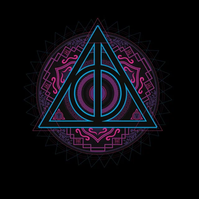 Harry Potter Deathly Hallows Neon t-shirt - Zwart