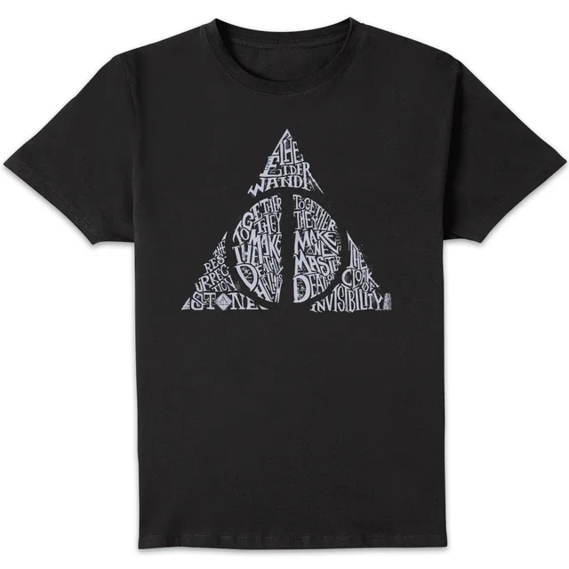 Harry Potter Deathly Hallows Text t-shirt - Zwart