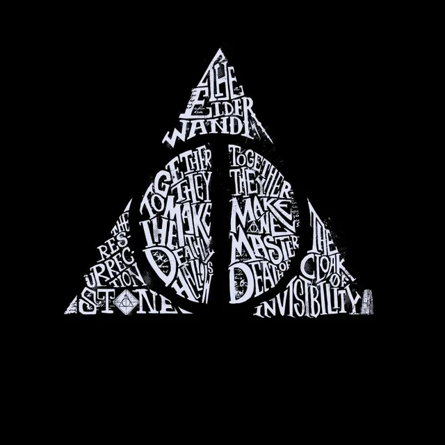 Harry Potter Deathly Hallows Text t-shirt - Zwart
