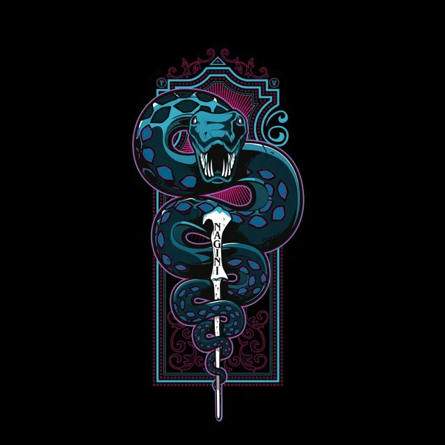 Harry Potter Nagini Neon t-shirt - Zwart