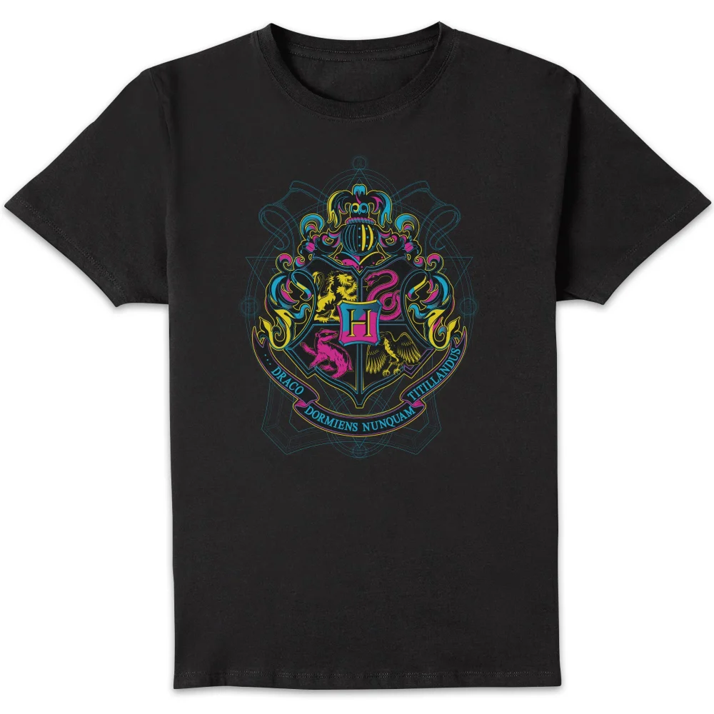 Harry Potter Hogwarts Neon Crest t-shirt - Zwart - S Afbeelding 1