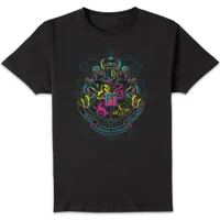 Harry Potter Hogwarts Neon Crest t-shirt - Zwart