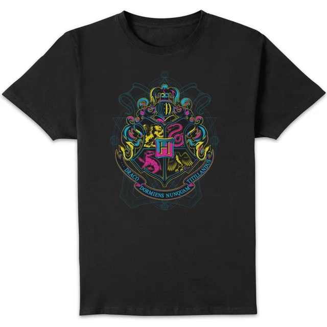 Harry Potter Hogwarts Neon Crest t-shirt - Zwart