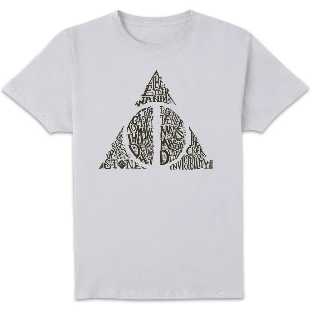 Harry Potter Deathly Hallows Text t-shirt - Wit - S Afbeelding 1