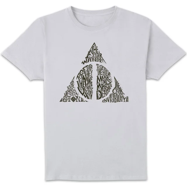 Harry Potter Deathly Hallows Text t-shirt - Wit
