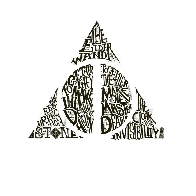 Harry Potter Deathly Hallows Text t-shirt - Wit