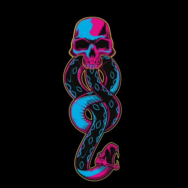 Harry Potter Dark Mark Neon t-shirt - Zwart