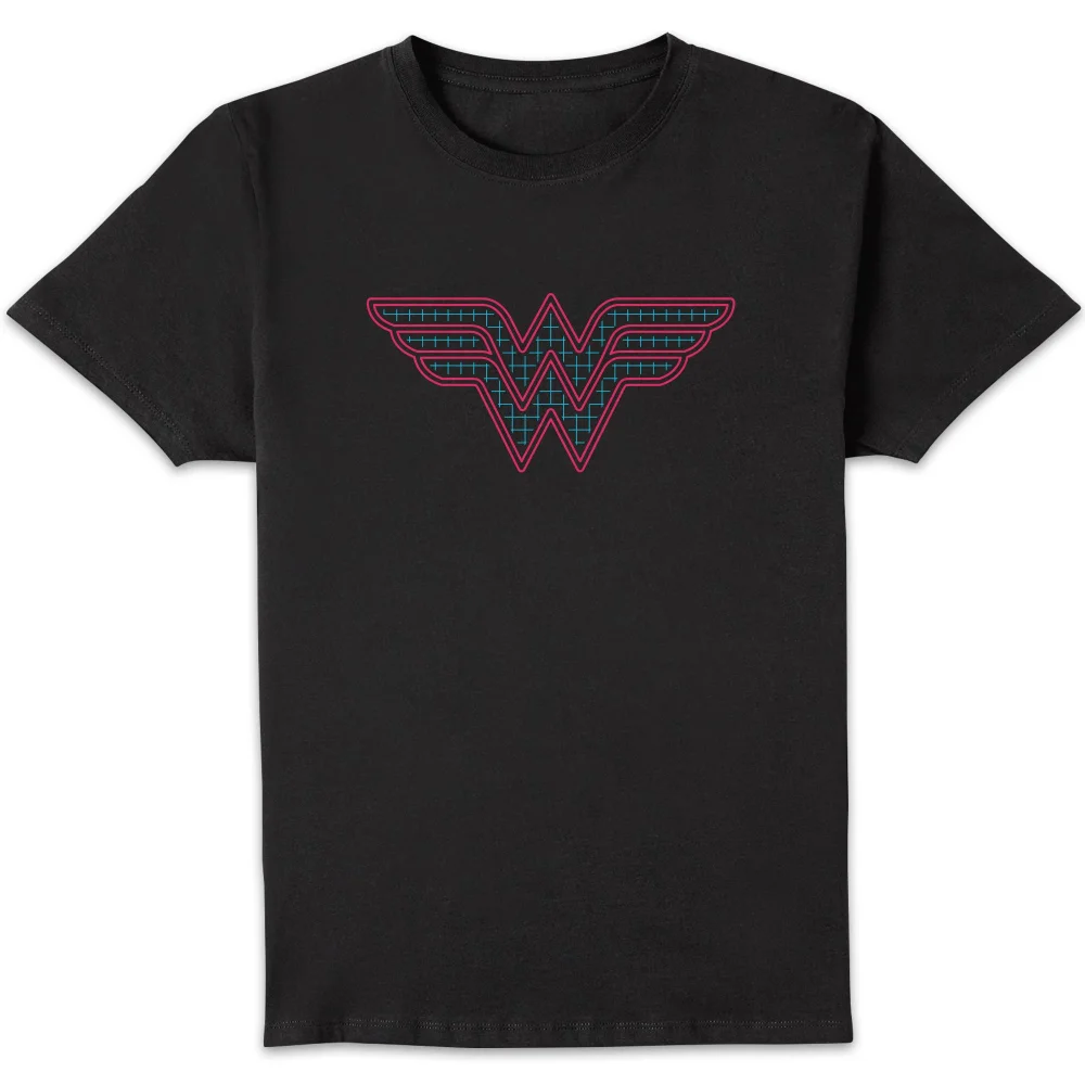 Justice League Wonder Woman Retro Grid Logo Men's T-Shirt - Black - S Afbeelding 1