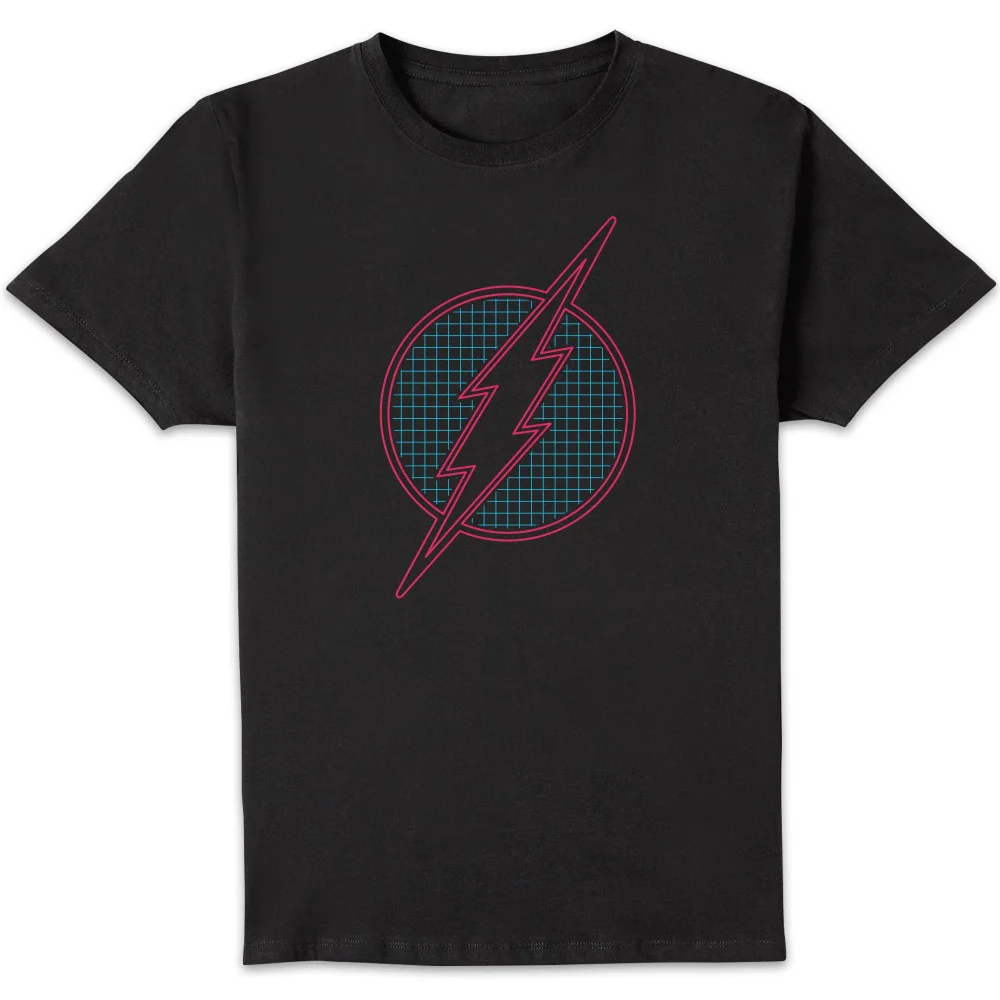 Justice League Flash Retro Grid Logo Men's T-Shirt - Black - S Afbeelding 1