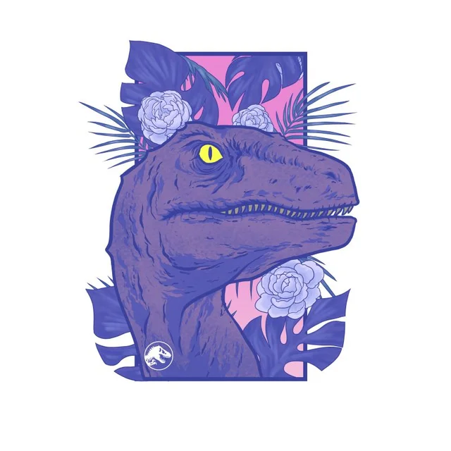 Jurassic Park Primal Floral Raptor t-shirt - Wit