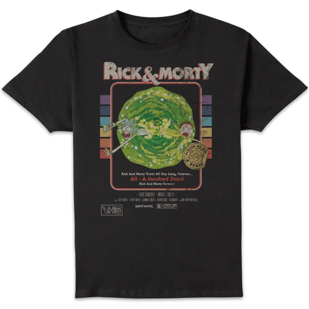 Rick and Morty A Hundred Days VHS t-shirt - Zwart - S Afbeelding 1