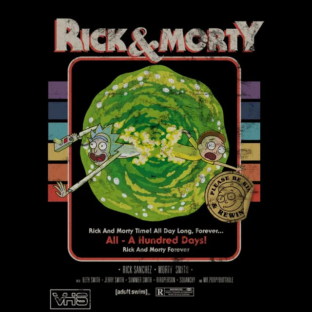 Rick and Morty A Hundred Days VHS t-shirt - Zwart