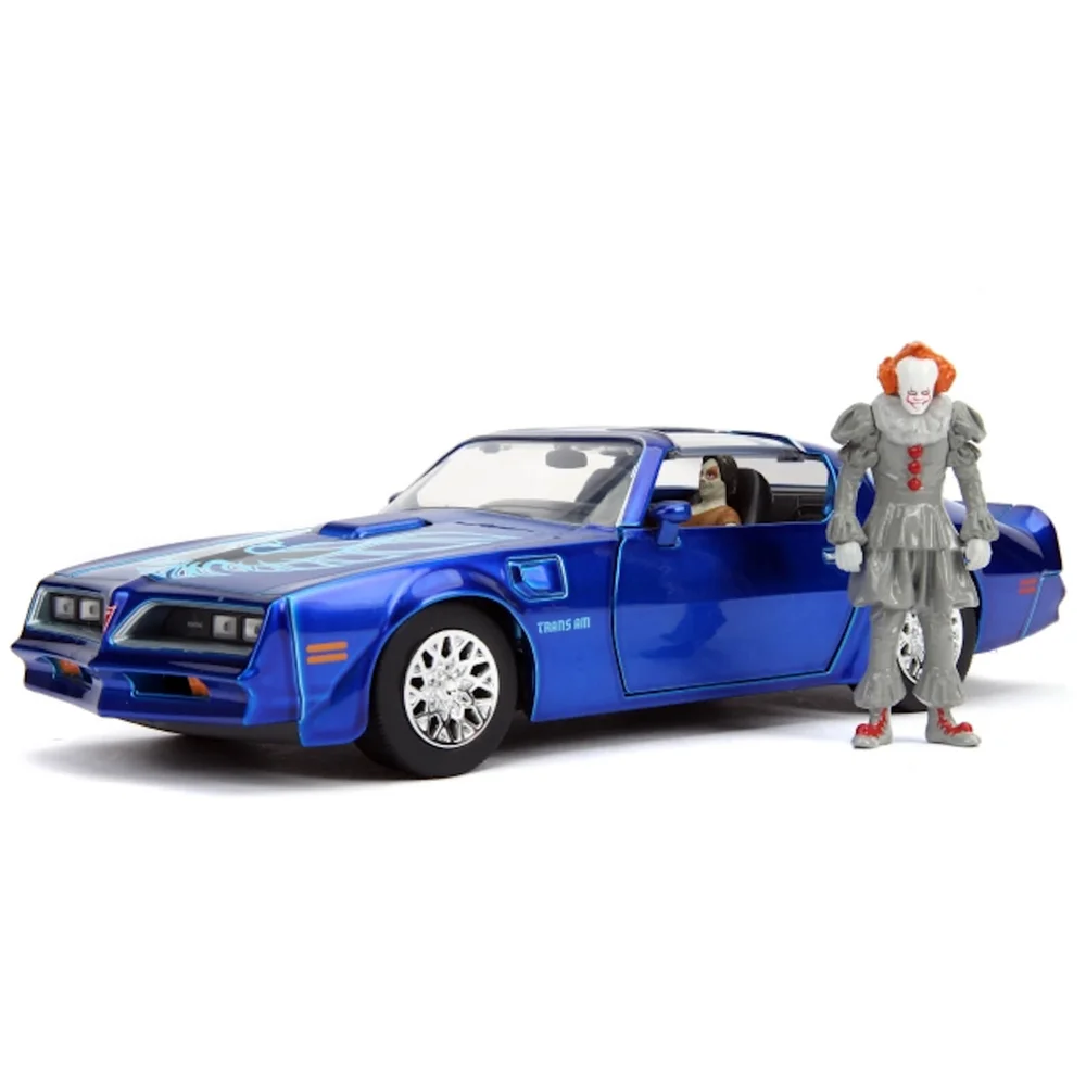 Jada Die Cast IT 1:24 Henry Bower's Pontiac Firebird en Pennywise figuur Afbeelding 1