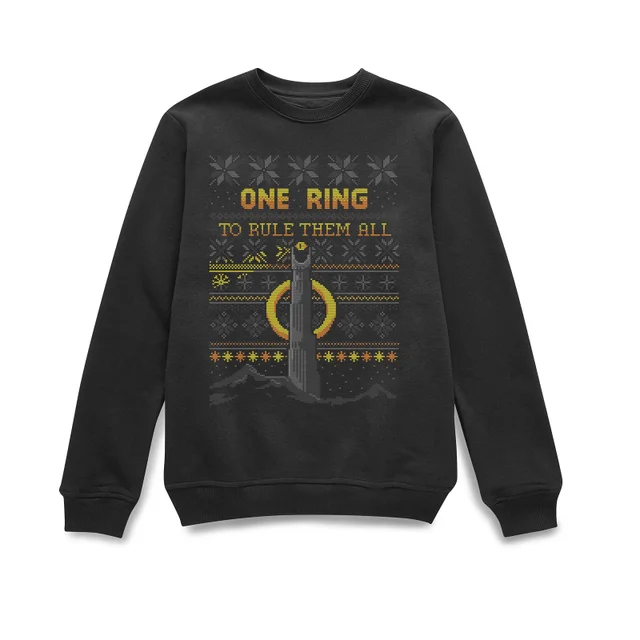 The Lord Of The Rings One Ring Christmas Sweater in Black