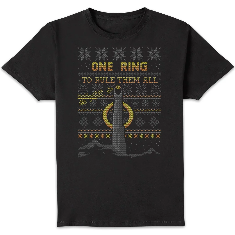 The Lord Of The Rings One Ring Men's Christmas T-Shirt in Black - S Afbeelding 1