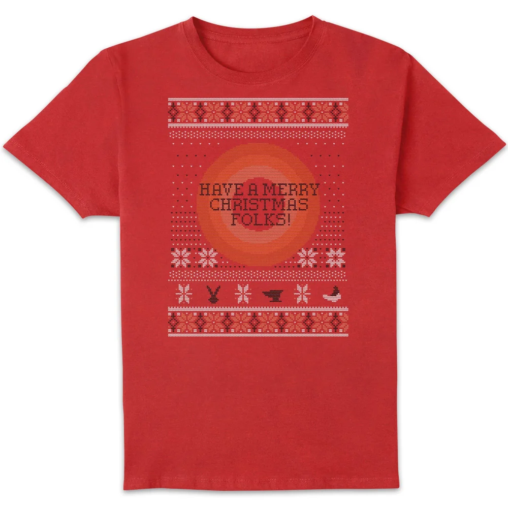 Looney Tunes Knit Men's Christmas T-Shirt - Red - S Afbeelding 1