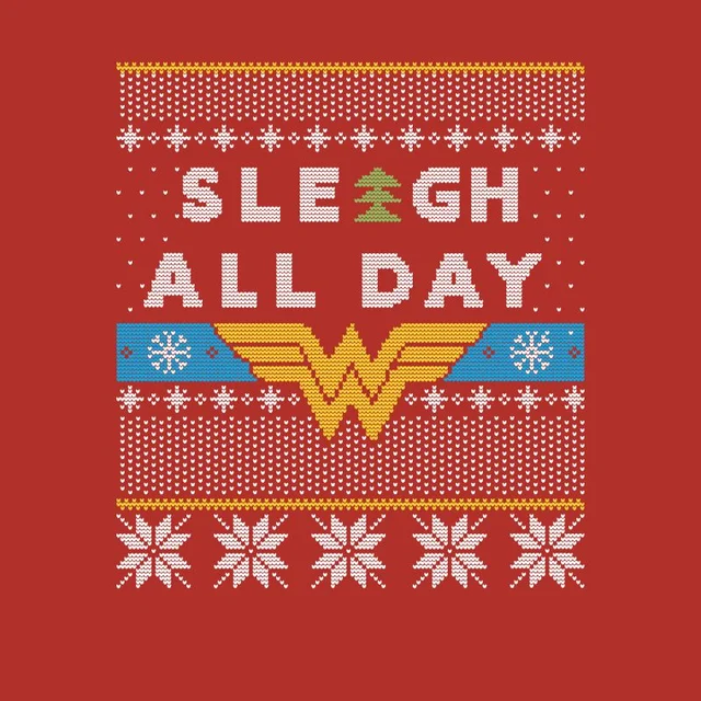 Wonder Woman 'Sleigh All Day Men's Christmas T-Shirt - Red