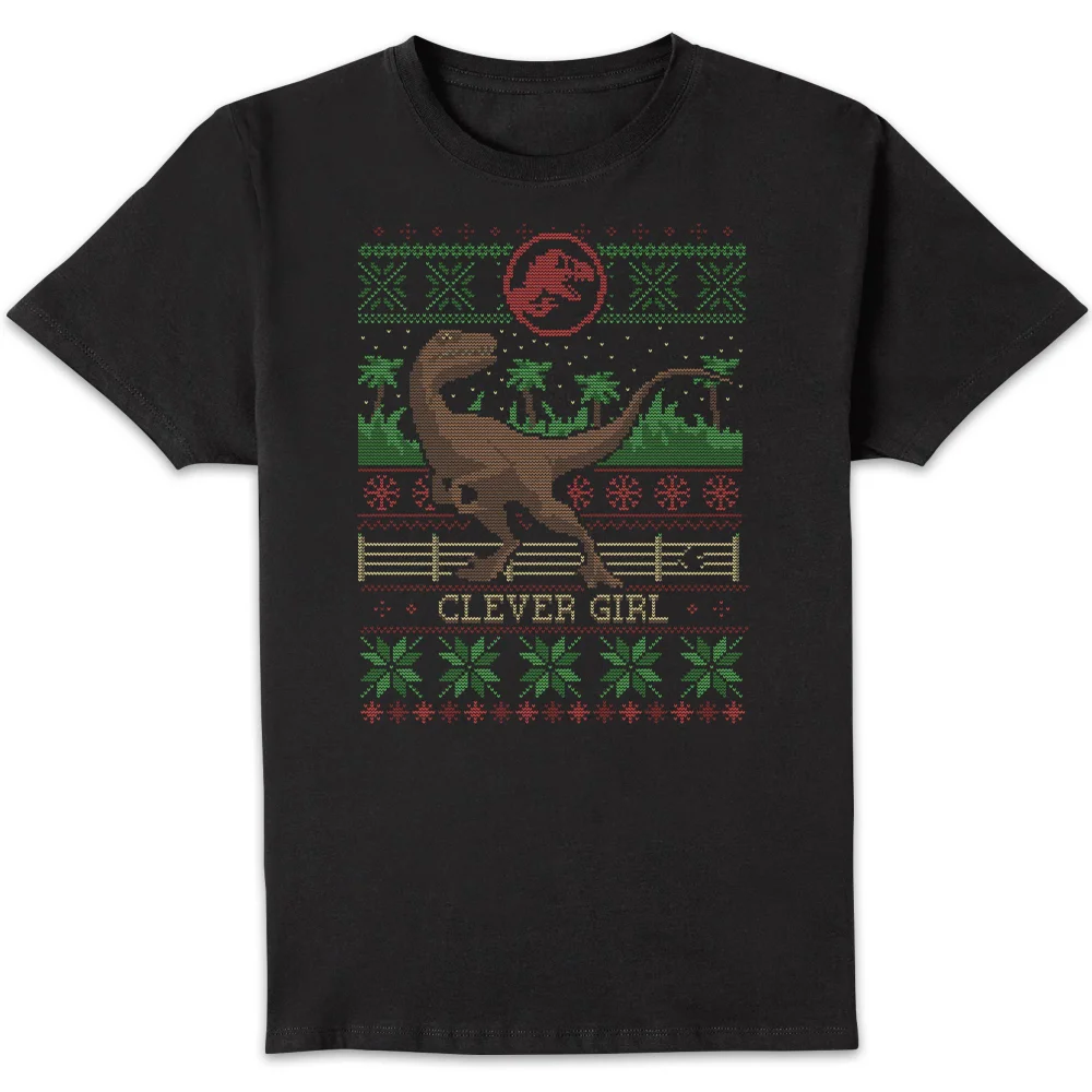 Jurassic Park Clever Girl Men's Christmas T-Shirt - Black - S Afbeelding 1