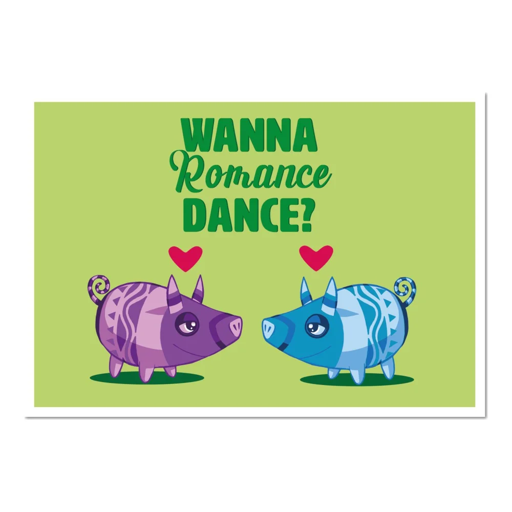 Viva Piñata Wanna Romance Dance Pig Art Print Giclee Art Print - A4 - Print Only Afbeelding 1