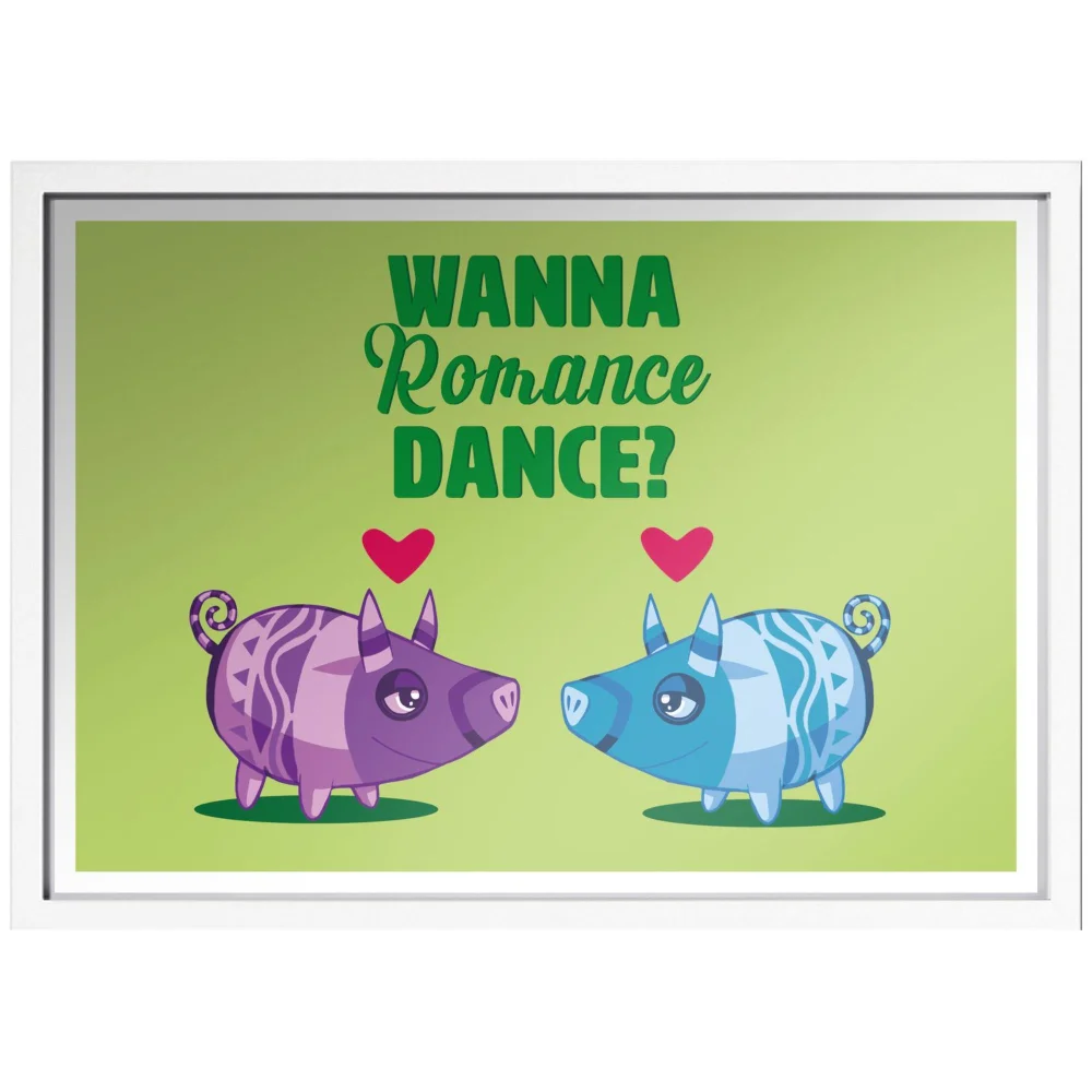 Viva Piñata Wanna Romance Dance Pig Art Print Giclee Art Print - A4 - White Frame Afbeelding 1