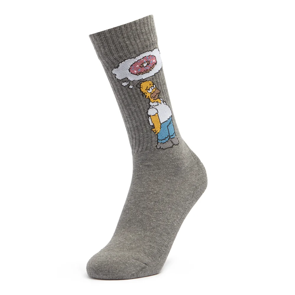 Men's Simpsons Homer Mmm Donuts Socks - Charcoal - UK 4-7.5 Afbeelding 1