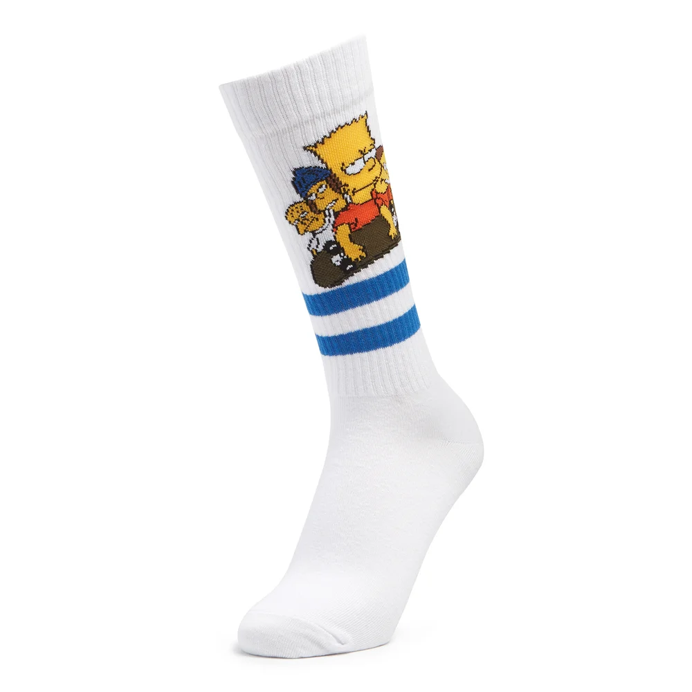 Men's Simpsons Barts Friends Sports Socks - White - UK 4-7.5 Afbeelding 1