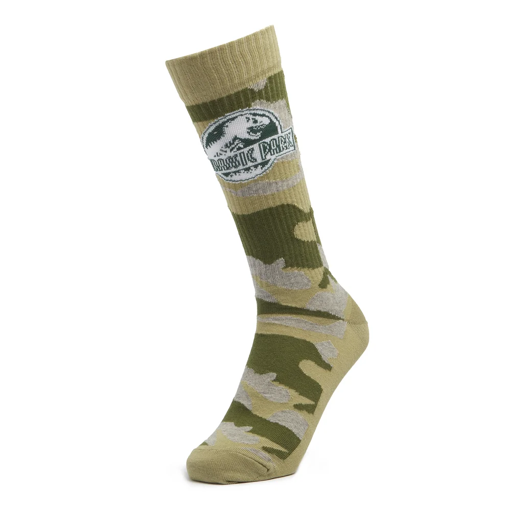 Men's Jurassic Park Camo Sports Socks - Khaki - UK 4-7.5 Afbeelding 1
