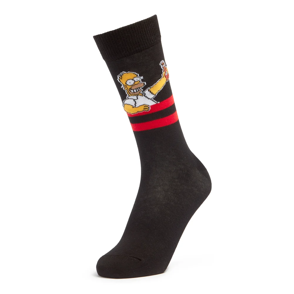 Men's Simpsons Homer Beer Socks - Black - UK 4-7.5 Afbeelding 1