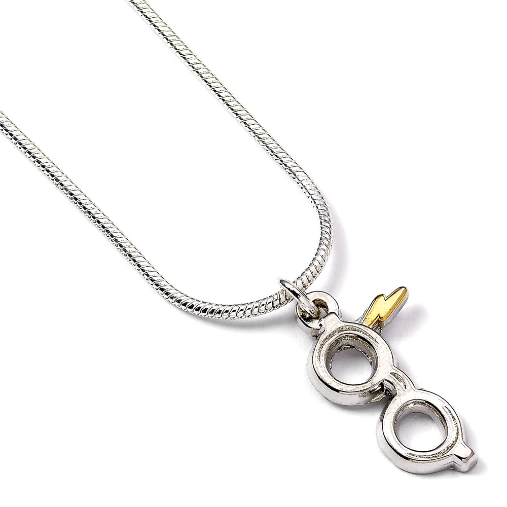Harry Potter Verzilverde Bliksemschicht met Bril Ketting Afbeelding 1