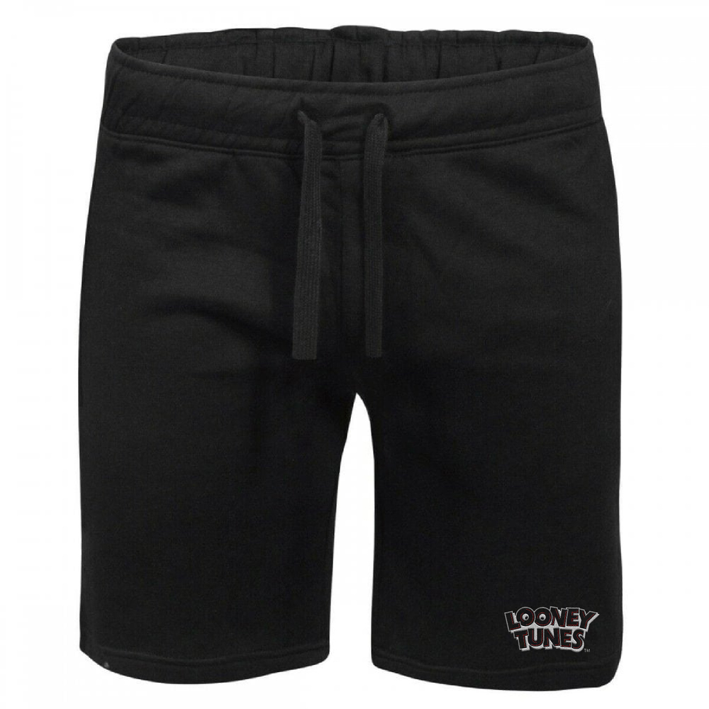 Looney Tunes Logo Embroidered Unisex Jogger Shorts - Black - S Afbeelding 1
