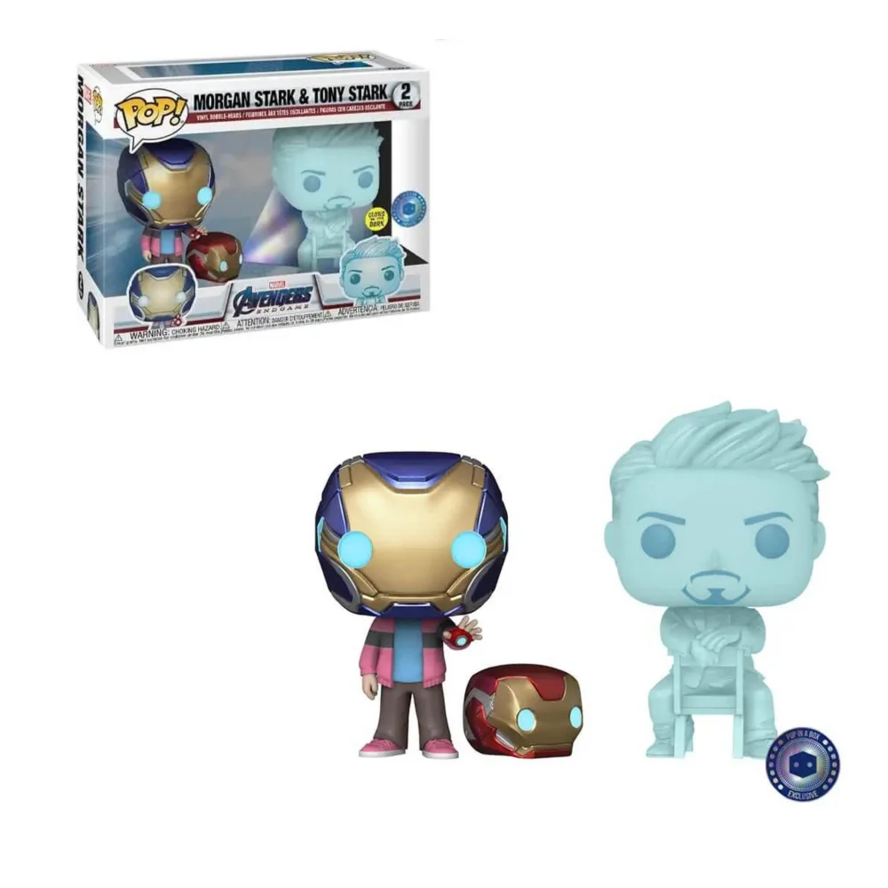 PIAB EXC Marvel Morgan & Hologram Tony Stark with Helmet EXC Funko Pop! Vinyl 2 Pack Afbeelding 1