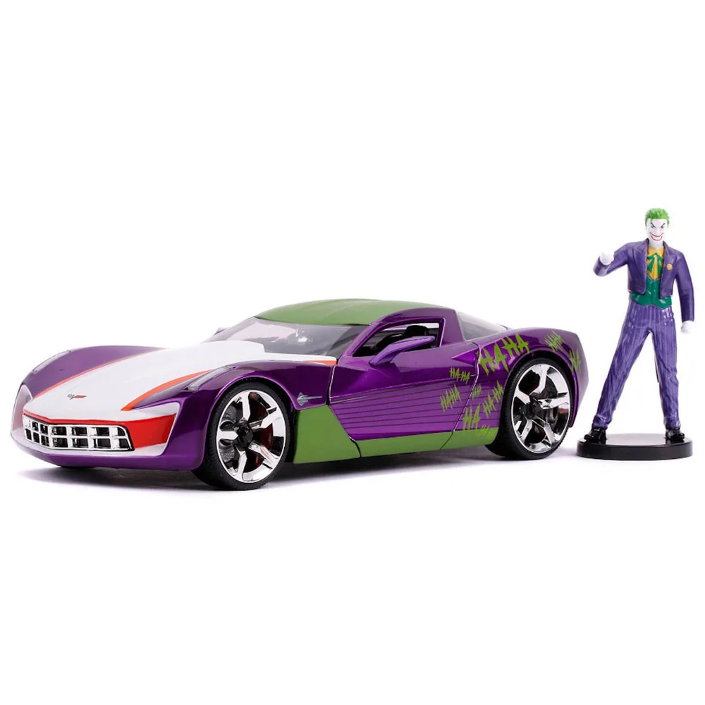 Jada Diecast 1:24 2009 Corvette Stingray Concept met Joker Figuur Afbeelding 1