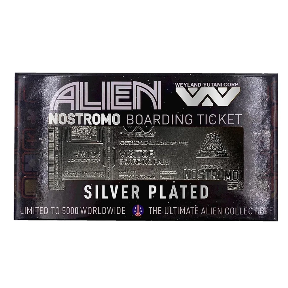 Alien Silver Plated Limited Edition Nostromo Boarding Ticket Afbeelding 1