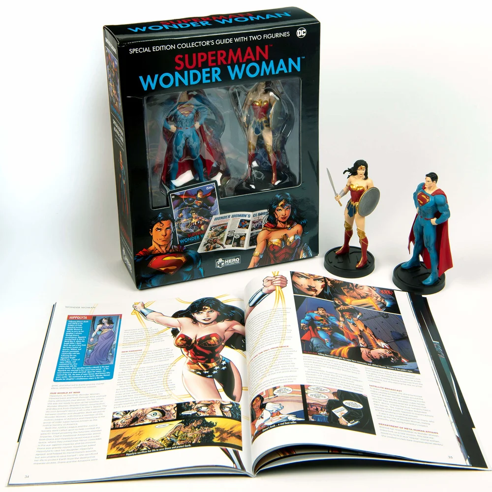 Eaglemoss DC Comics Superman en Wonder Woman Geïllustreerde Gids - Inclusief 2 Figuren Afbeelding 1