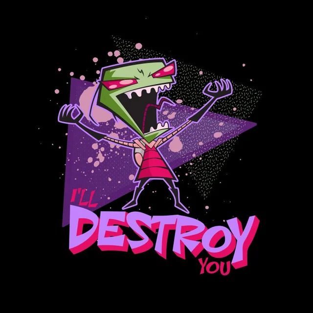 Invader Zim I'll Destroy You Men's T-Shirt - Zwart