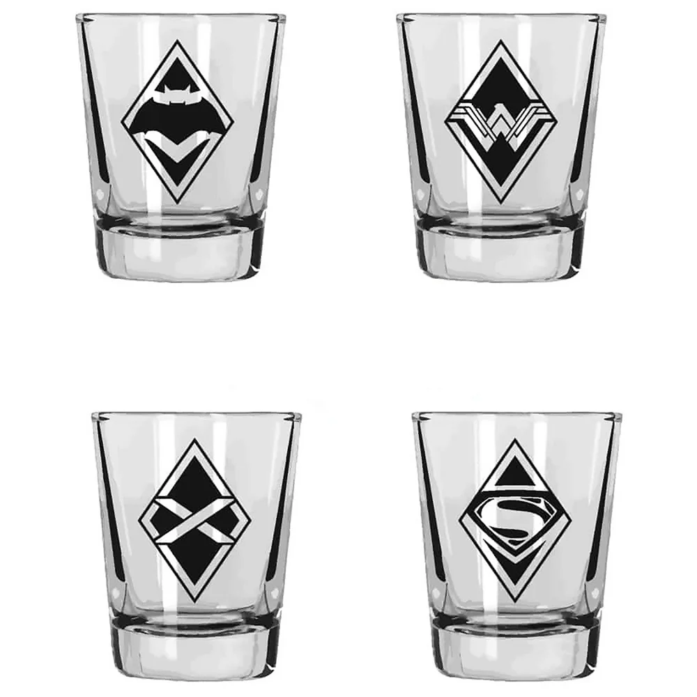 DC Comics DC Universe Shot Glasses Set of 4 Batman Vs Superman Logos Afbeelding 1
